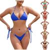 Womens Split Bikini Set  Adjustable Tie Side No Steel Bra Swimsuit