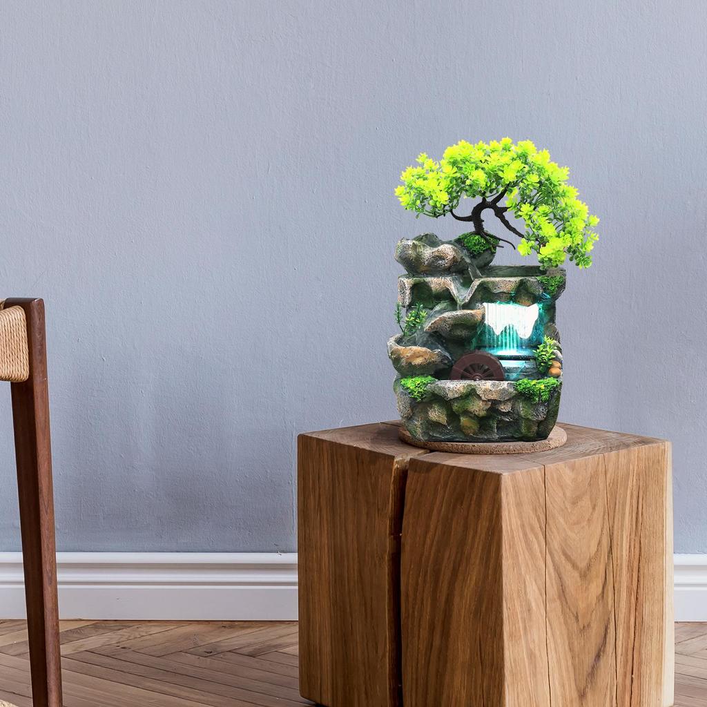 Tabletop Water Fountain with Light Desk Decoration for Living Room Versatile, Automatic Pump