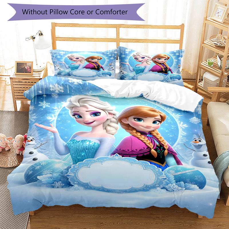 3pcs Elsa Bedding Set Duvet Cover Closure Includes 1 Duvet Cover & 2 Pillowcases, Soft and Comfortable for All Seasons.