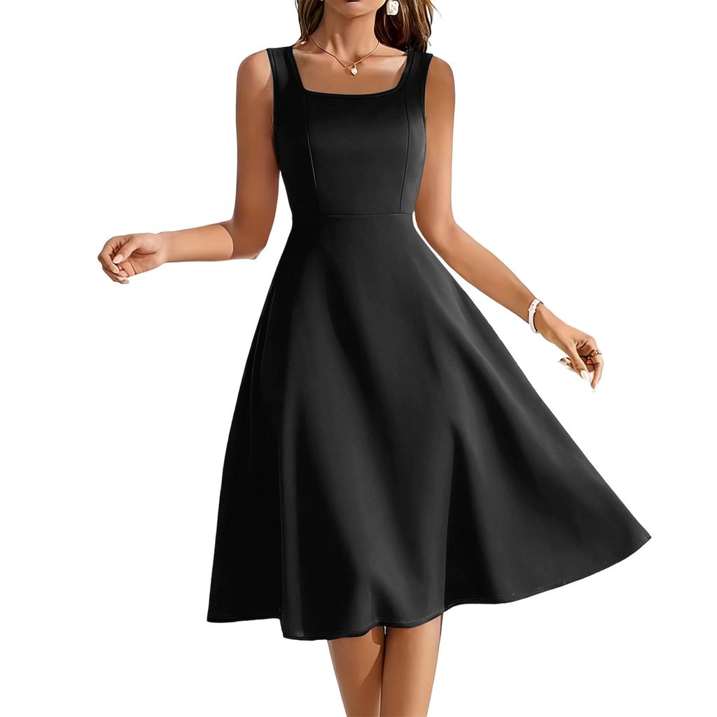 Women's Square Neckline Sleeveless A-line Dress