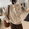 Womens Hooded Sweater Solid Color Casual Knit Top Loose Fit Fall 2025