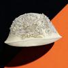 New Arrival Wool Curled Heavy Industry Embroider Pearl Hat Fisherman Hat Round Face Square Face Fall and Winter High-end Heattech Hat