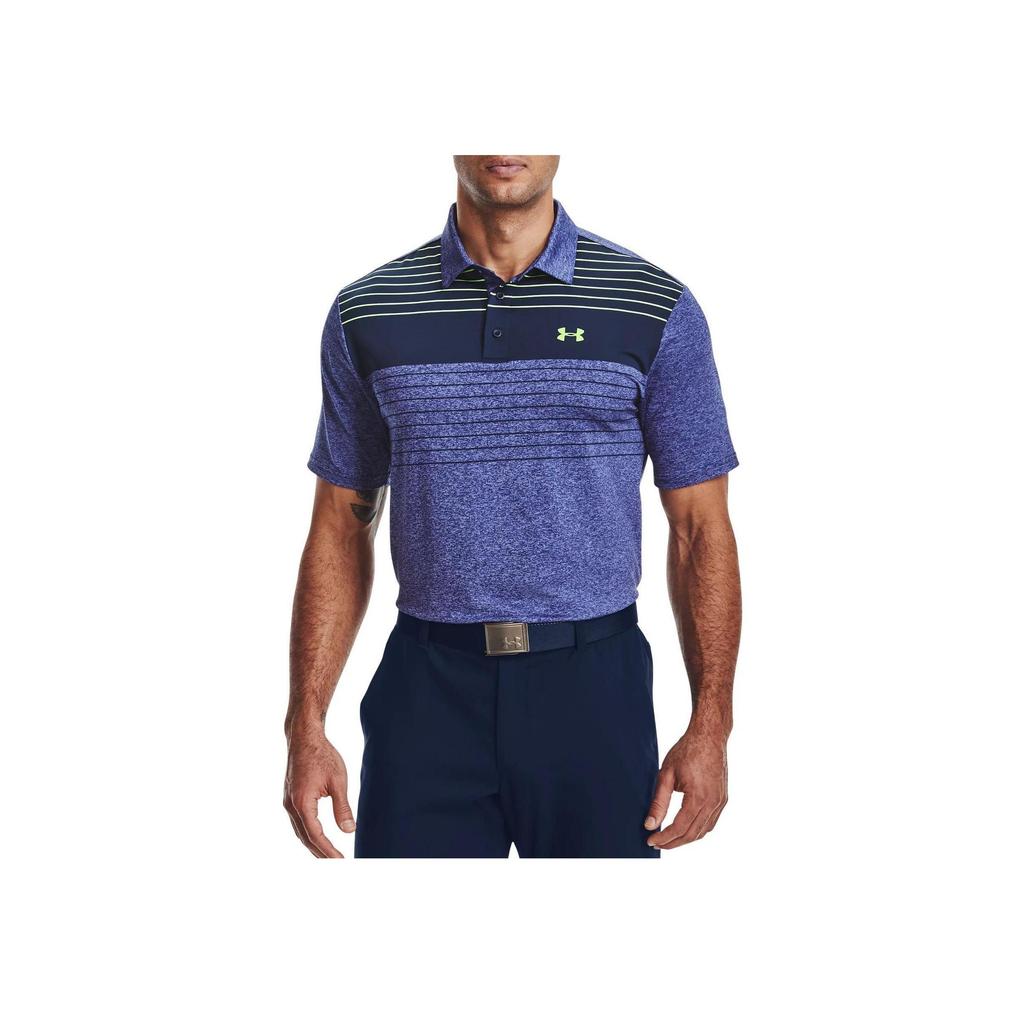 Under Armour Playoff 2.0 Striped Fitted Short Sleeve Polo Shirt Men tops Dark-Blue 1327037-436