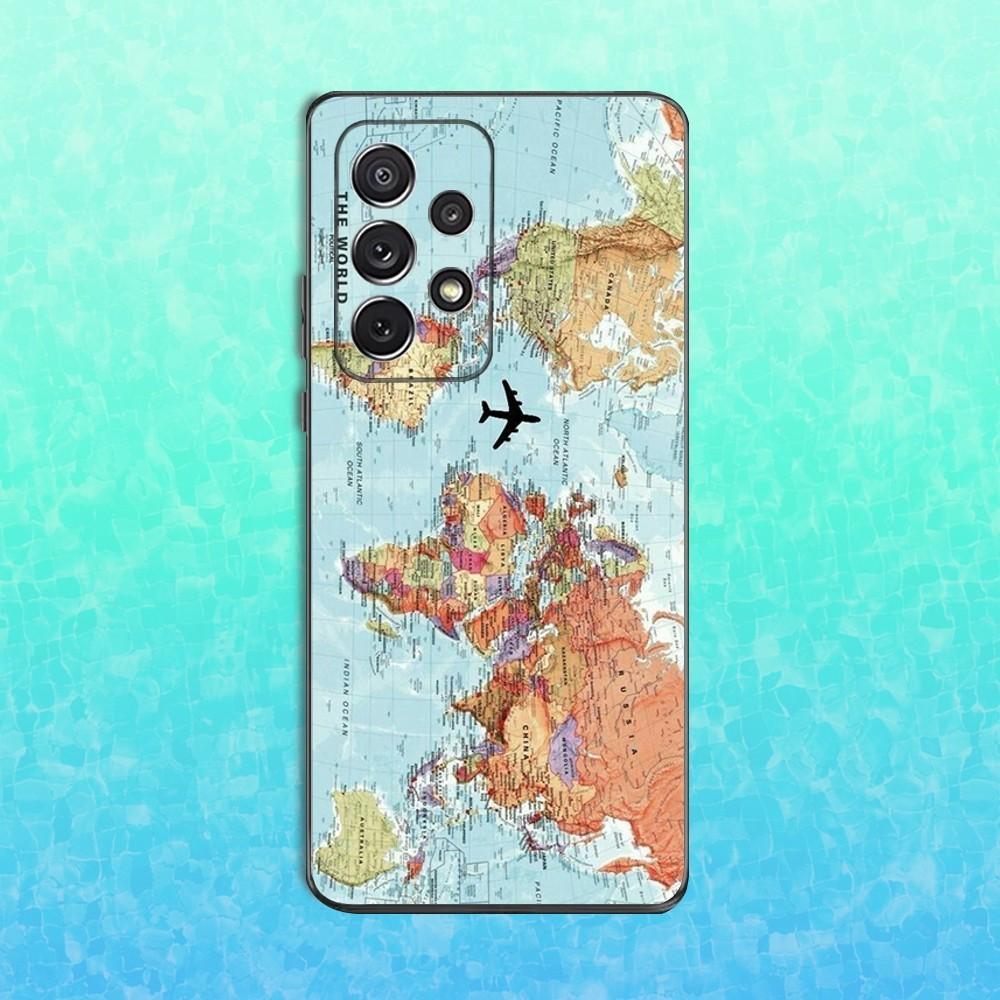 Flight Route Map Phone Case For Samsung S25,S24,S23,S22,S21,S20,S10,Ultra,Plus,Lite,FE,Soft Silicone Black Cover