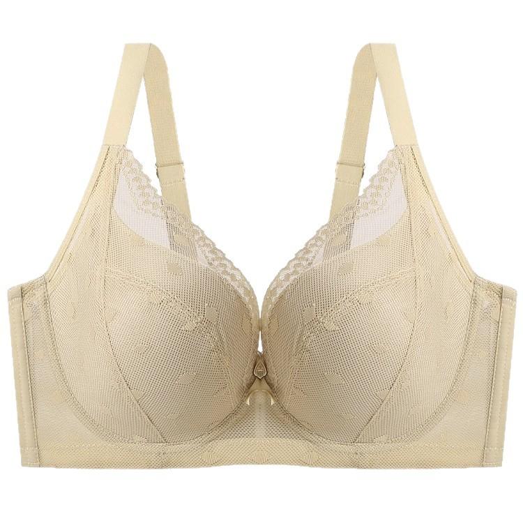 Lace women's breasts close secondary breasts gather anti-sagging large size bra full cup thin bra