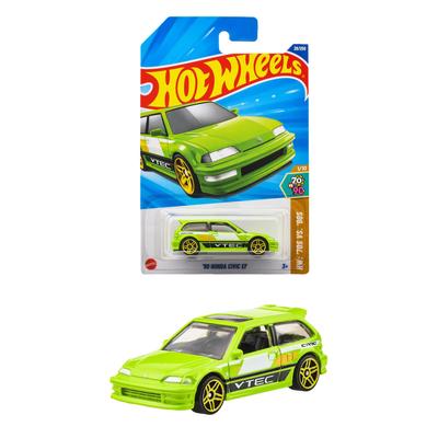 Hot Wheels Basic Car JFN66 90 Honda Civic EF Mini Vehicle Toy Green Ages 3 and Up