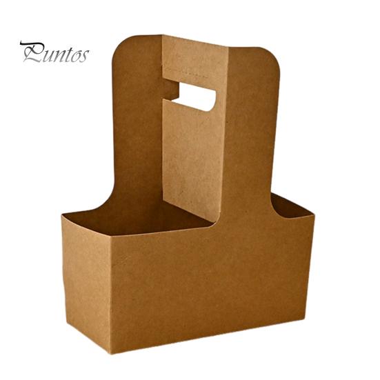 

10 шт. одноразовых контейнеров для напитков на вынос, держатель для 2 или 4 стаканов из картона с ручкой, контейнер для горячих или холодных напитков для доставки еды на вынос E