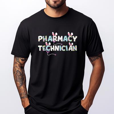 Cute Easter Pharmacy Tech Nurse Bunny Ears Happy Easter Eggs Mens Korean Fashion Harajuku White Graphic Tee Oversized T Shirt