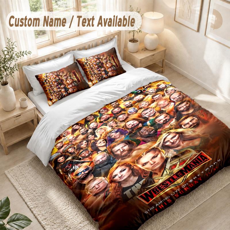 Set Biancheria da Letto Wrestlemania, 1 Copripiumino & 2 Federe Morbido Confortevole Camera da Letto Tessile per la Casa Decorazione