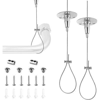 2 Set Ceiling Support for Closet Rod, 59" Adjustable Anti-Sagging Ceiling Mounted Curtain Heavy Duty Rod Bracket, 304 Stainless Steel Ceiling Holder