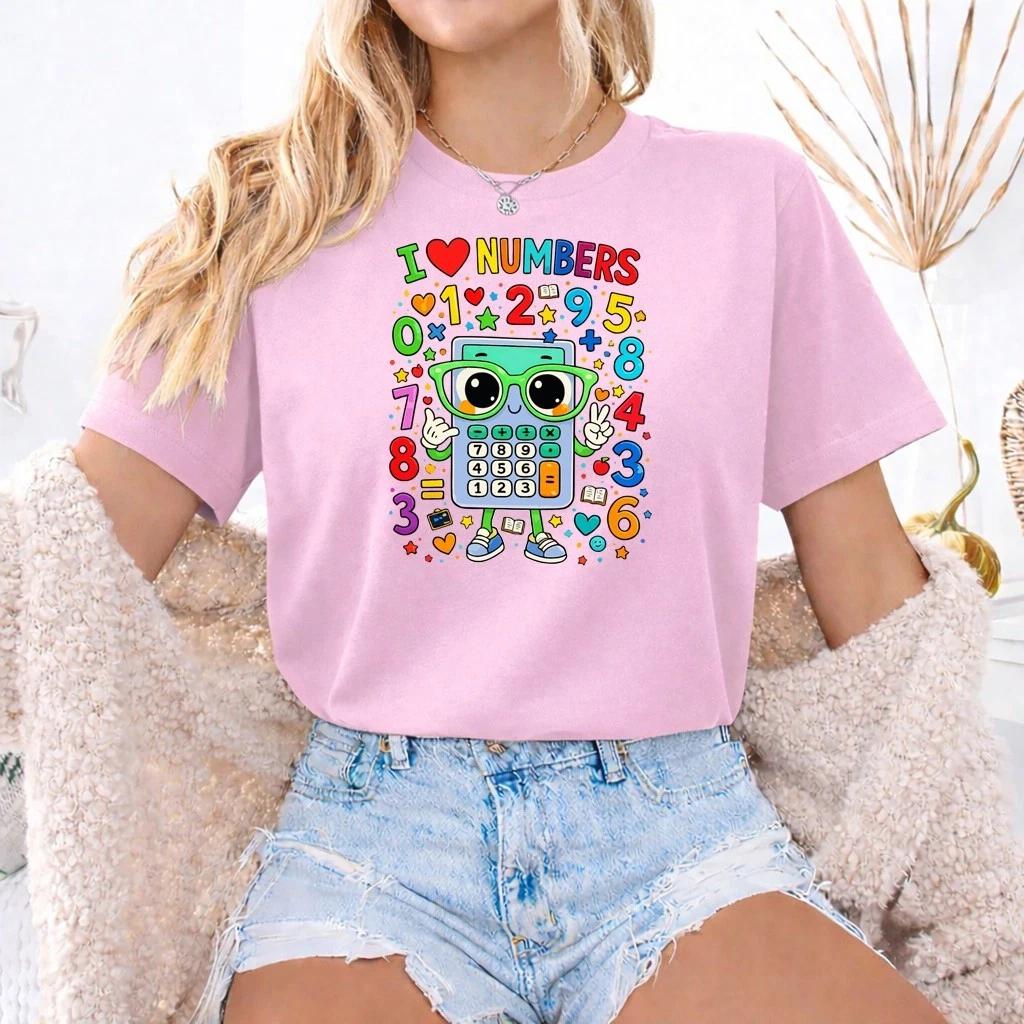 Maths Day T Shirt Kids Preschool Number Day Funny School Tee UK , i love Numbers XL
