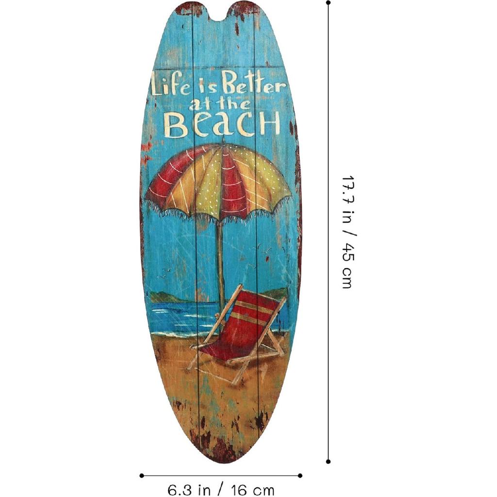 3pcs Plaques Surf for Decorations Home Decors Hanging Decor Decorative Sign Wall Signs Themed Ornament Wood Plaque Board Wooden Surfboard Beach