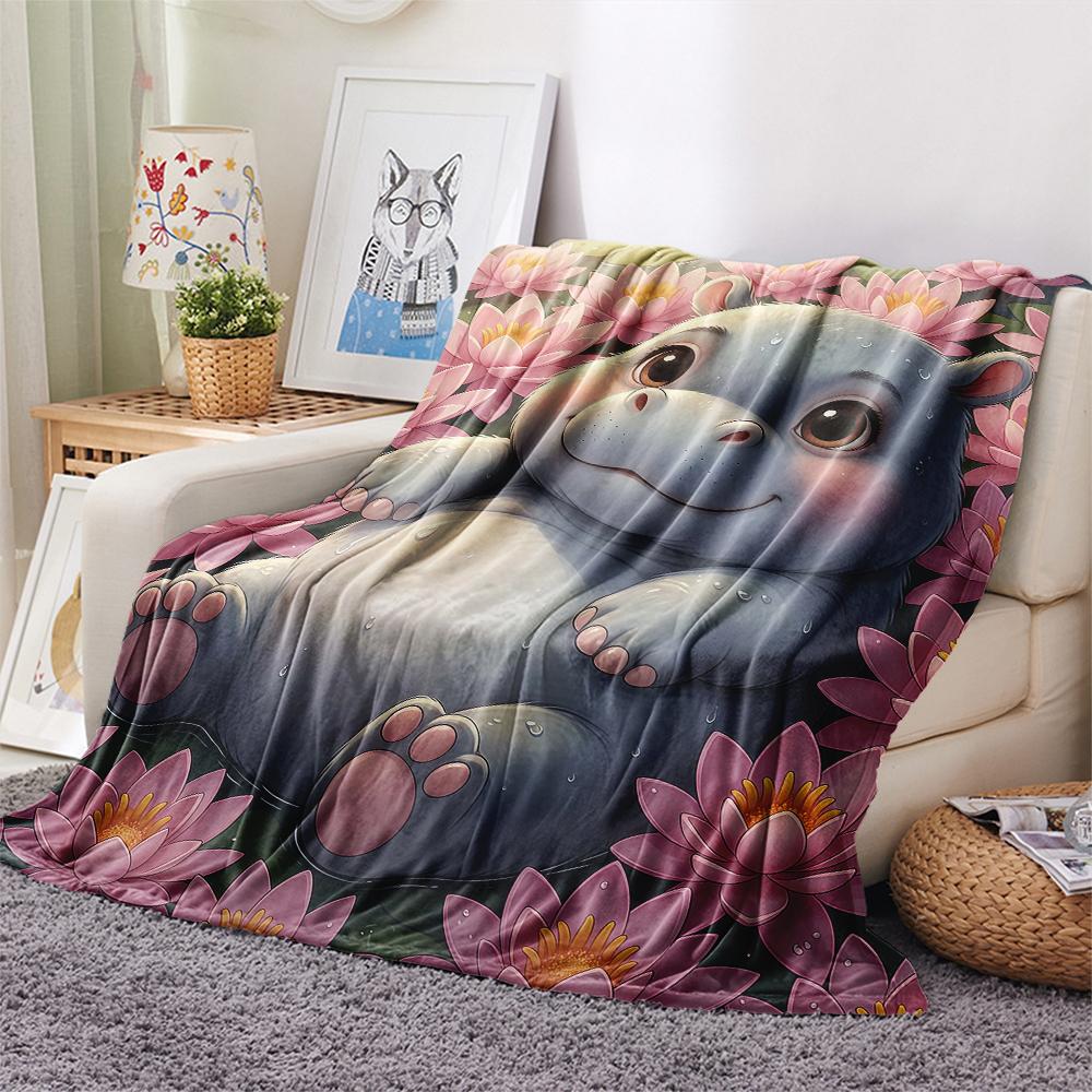 1Pc Cartoon Print Flannel Blanket, High Quality Comfortable for All Seasons, Home Decor, Warmth and Comfort, Perfect for Christmas Birthday Gift