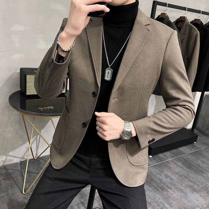 Hengyuanxiang Men's Winter Starry Wool Blend Suit Jacket