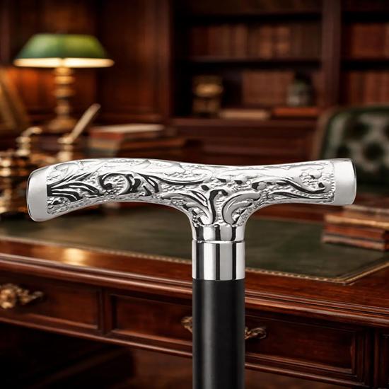 

Solid Brass T-Handle Walking Cane Derby Style Ebony Wooden Stick For Gifting