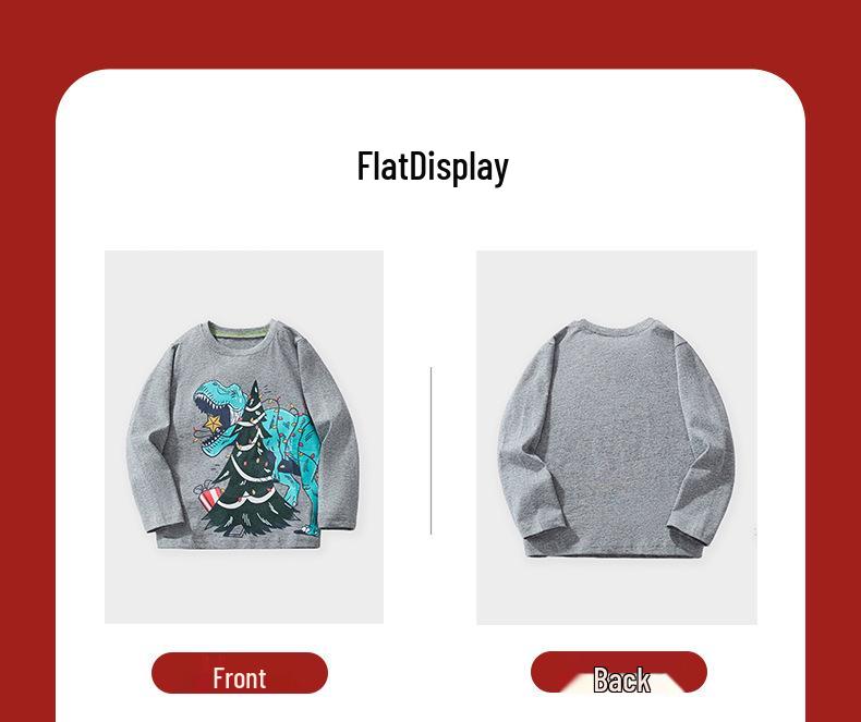 European & American Kids' Autumn/Winter Christmas Long-Sleeve Cartoon T-Shirt Pullover