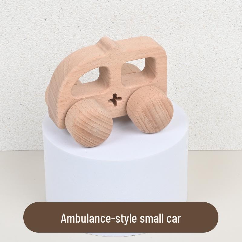 Beech Wood Toy Car - Original Inertia Push Car for Infants, Grasping Training, Solid Wood, Safe for Teething, Educational