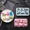 Cute Cartoon Dinosaur-Shaped Silicone Cake Mould 3D 6 Cavity Dinosaur Theme DIY Chocolate Fondant Cake Mold Baking Decor