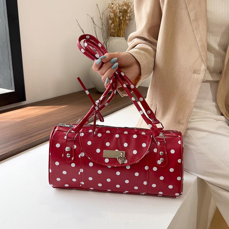 Damen Mode Koreanischer Polka Dot Print Retro Vielseitig Lässig Einzelne Schulter Unterarmtasche