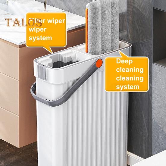 Mop And Bucket with Wringer Set Hands-Free Flat Floor Mop And Bucket with 4 Washable Microfiber Pads for Home Floor Cleaning