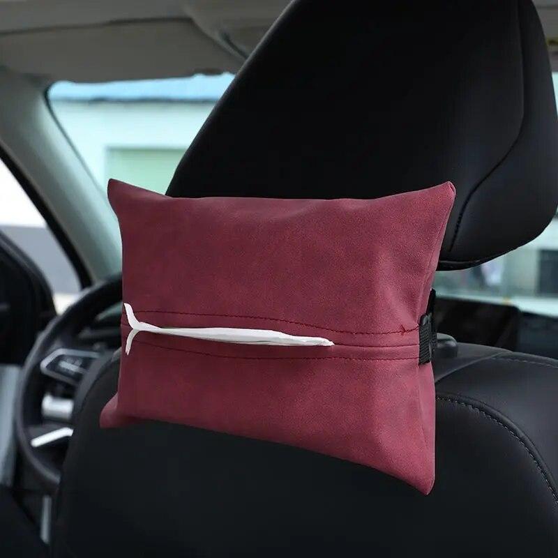 Hanging PU Leather Tissue Box Holder for Car Home Office Chic Restaurant Dining Table Napkin Dispenser Bathroom Paper Holder