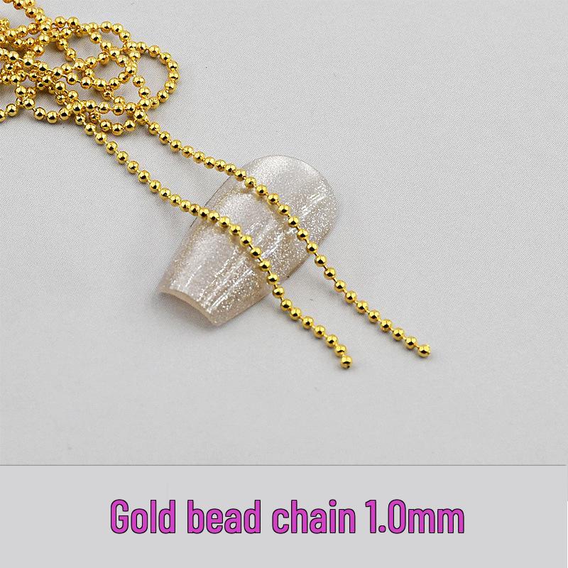 Všestranný extra malý 90cm kovový řetízek s korálky na nail art pro DIY nehtové doplňky