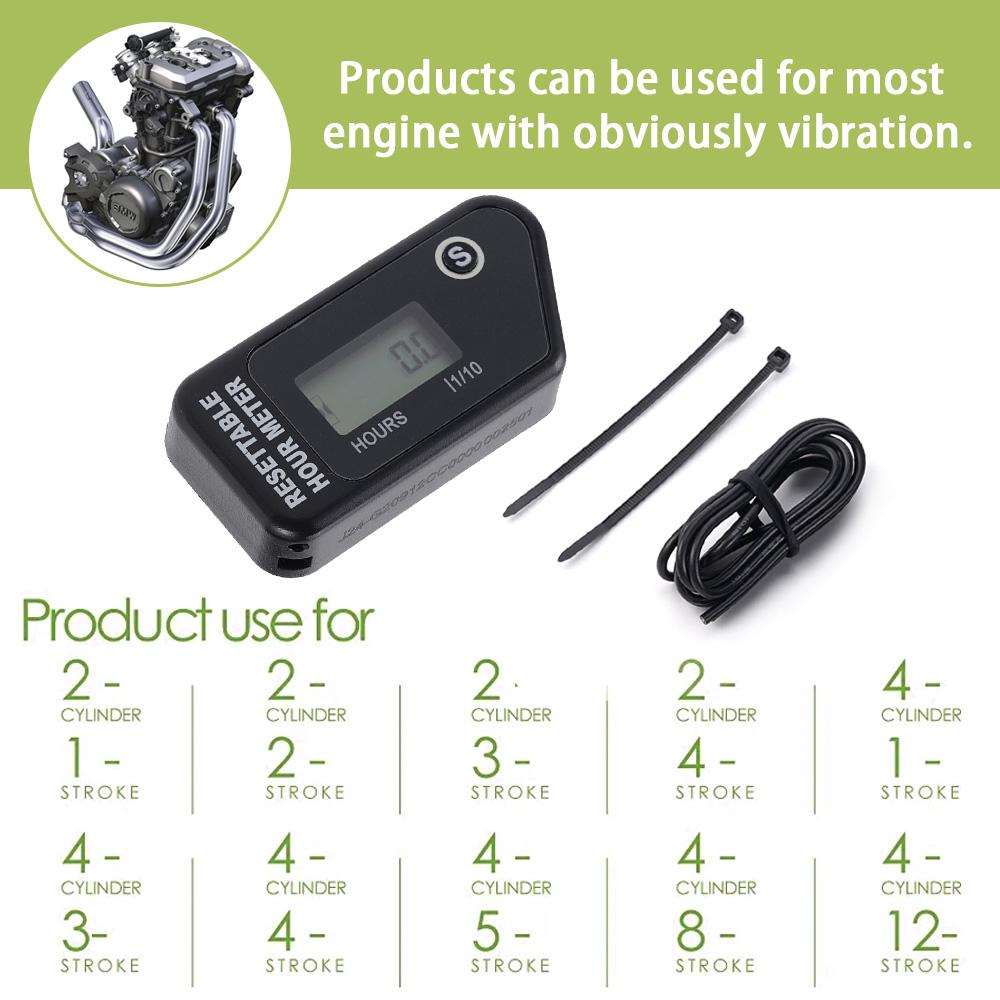 Timer Waterproof LCD Timer Counter Black / Red For Motorcycle/ATV/Powerboat/Law Mower Maintenance Reminder