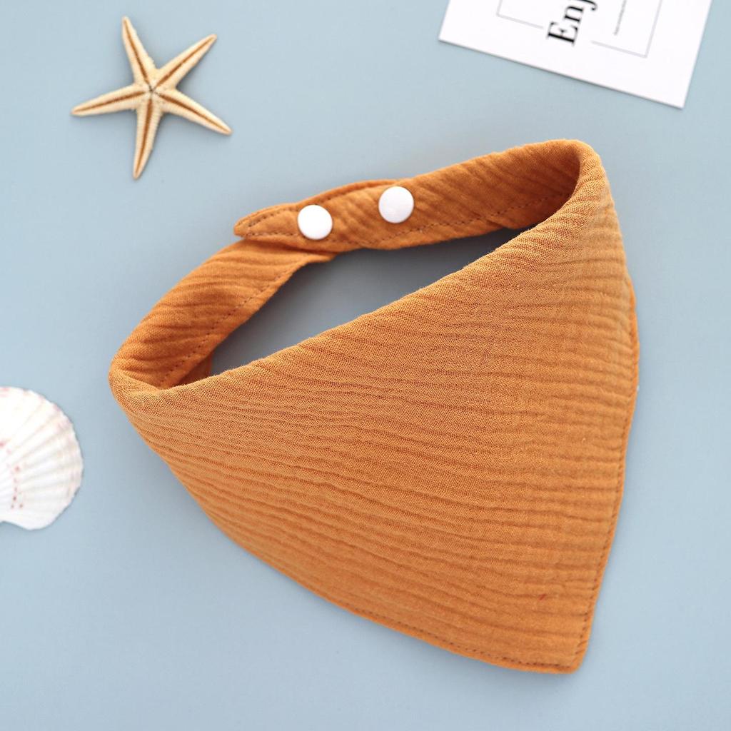 Solid Color Four-Layer Gauze Baby Bib Triangle Scarf with Snap Closure