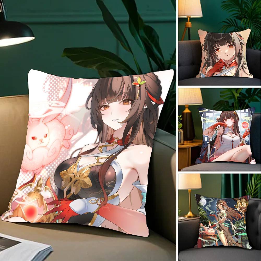 Lingsha Game Honkai Star Rail Pillow Case Fashion Square Pillowcase Bedroom Sofa Room Ins Decoration Leisure