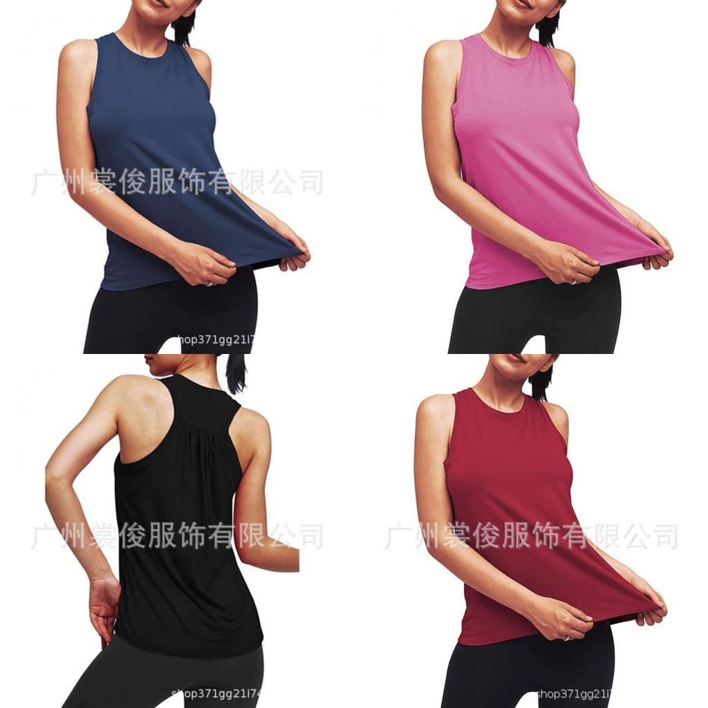 Summer Womens Yoga Tank Top With Pleated Design For Fitness And Casual Wear
