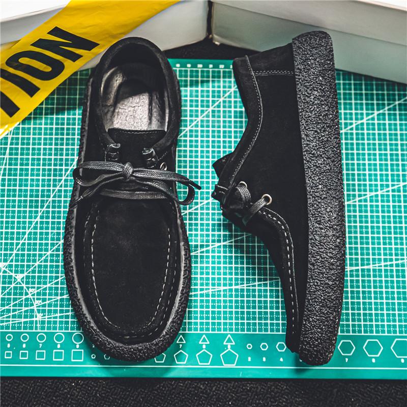 Man Shoes Fashion Outdoor Casual Shoes Retro Suede Leather Loafers Soft Sole Comfort Driving Shoes for Men Lace Up Walking Flats