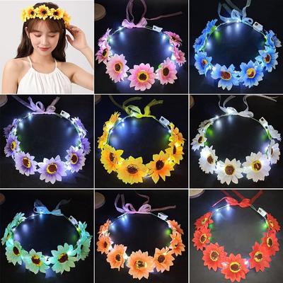 Bandeau Lumineux pour Femmes Filles Couronne LED Lumineuse Couronne d'Halloween Fleur Décoration de Fête de Noël