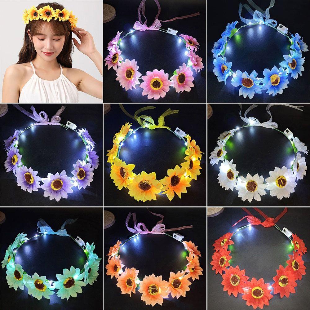 Cerchietto Luminoso LED Corona di Halloween Fiori Illuminati Fascia per Capelli Decorazione per Feste di Natale