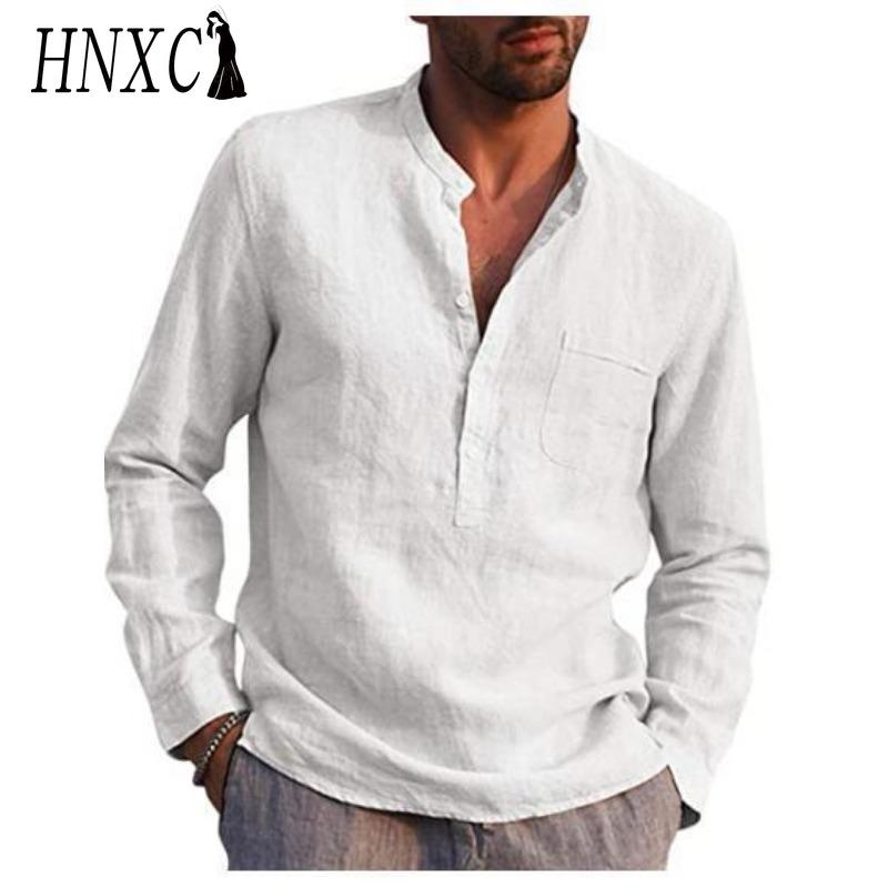 

HNXC Хлопковая футболка с длинным рукавом Мужская модная свободная рубашка с принтом Сострадательная S белый