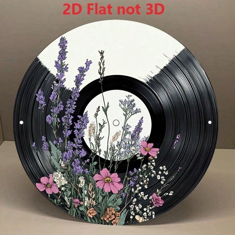 Metal Wall Art Vinyl Record Flower Poster Home Decor