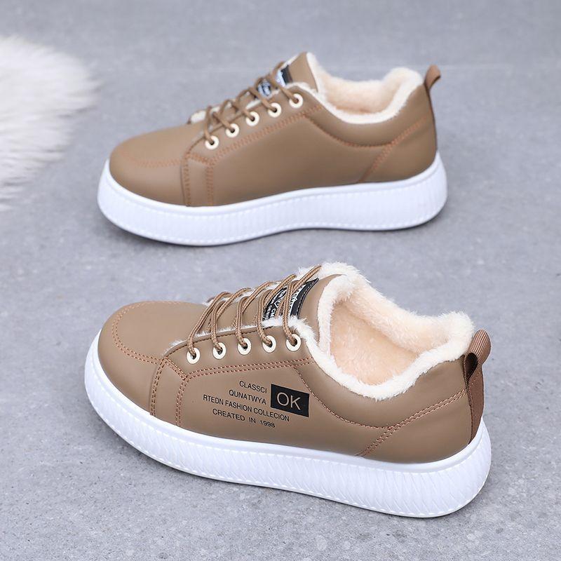 Sports leather cotton shoes velvet waterproof thick-soled winter snow boots women's new thickened warm student casual boots