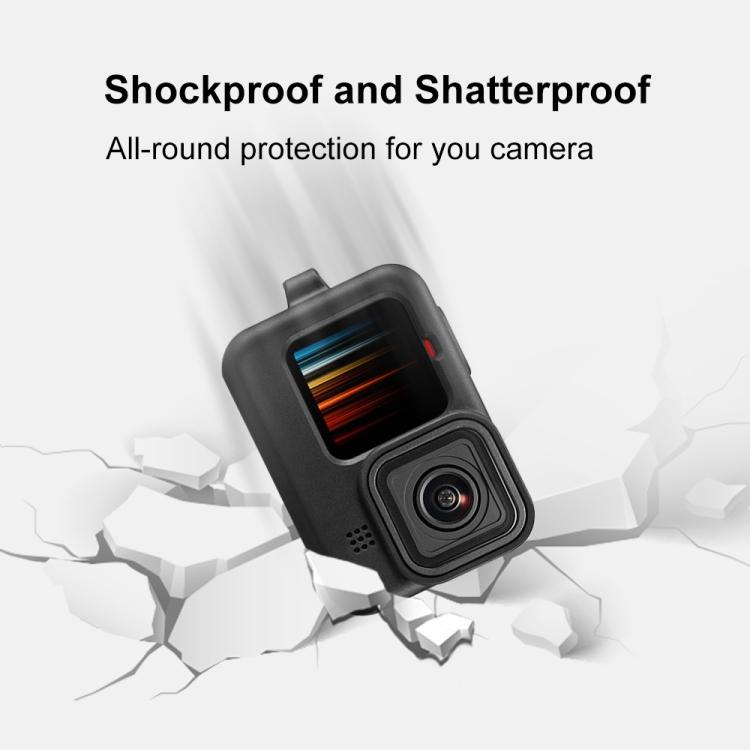 PULUZ pro GoPro HERO12 Black /11 Black /10 Black /9 Black Silikonový ochranný kryt pouzdra s popruhem na zápěstí a krytem objektivu