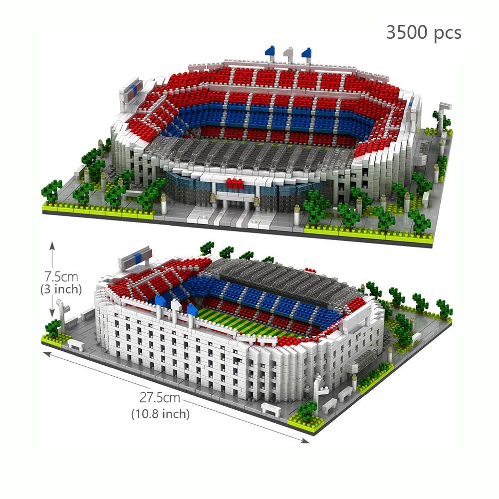Barcelona Style Soccer Stadium Model Party Gifts Micro Mini Bricks Architecture Football Field Building Blocks Set Toys for Adul