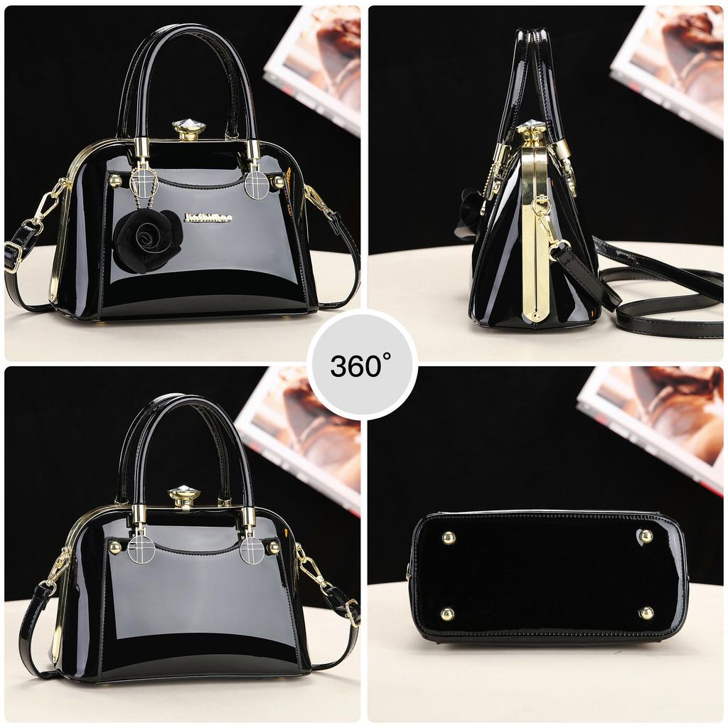 2026 handbag versatile temperament new bright leather hanshi women's messenger bag women's bag shoulder bag women's bag