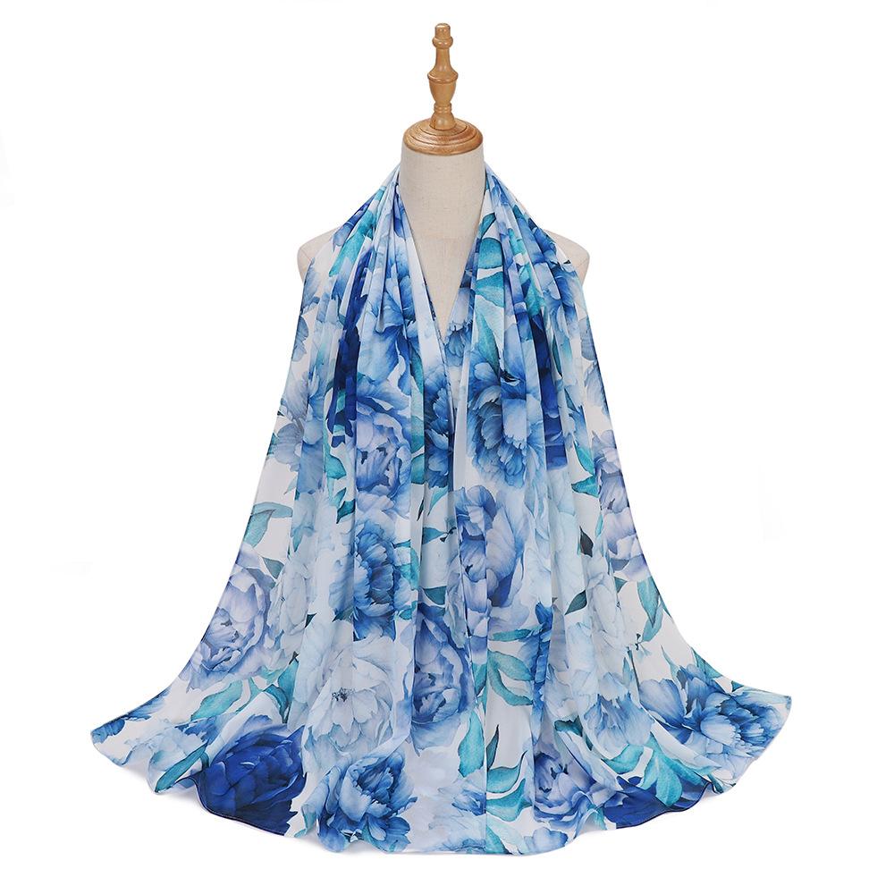 New Designs Printed Hijab Chiffon Scarfs For Women Scarves Muslim Fashion Turbans Malaysian Muslim Hijabs Wraps Ramadan Turban