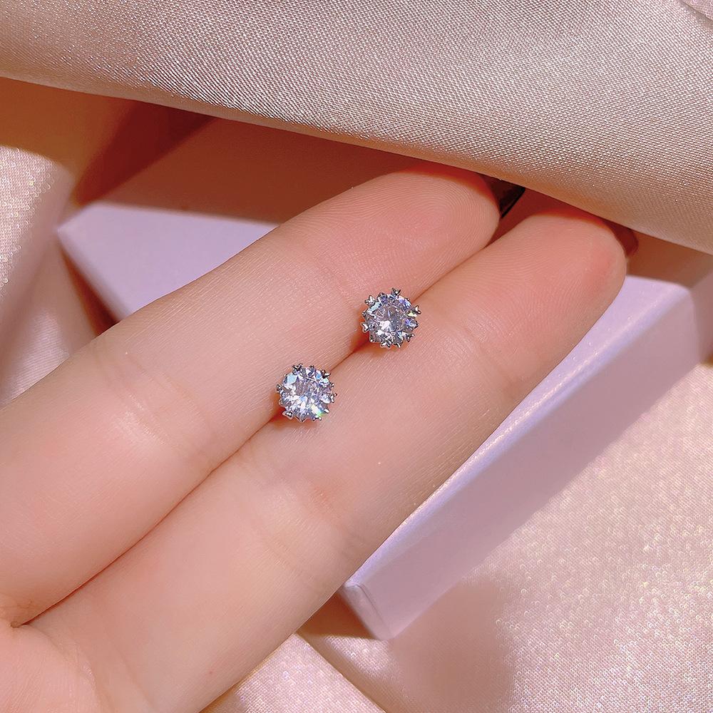 Classical Solid  Silver Needle Dazzling 6 Claws 5A Zirconia Necklace+Earrings+Ring  Sets For Women Wedding