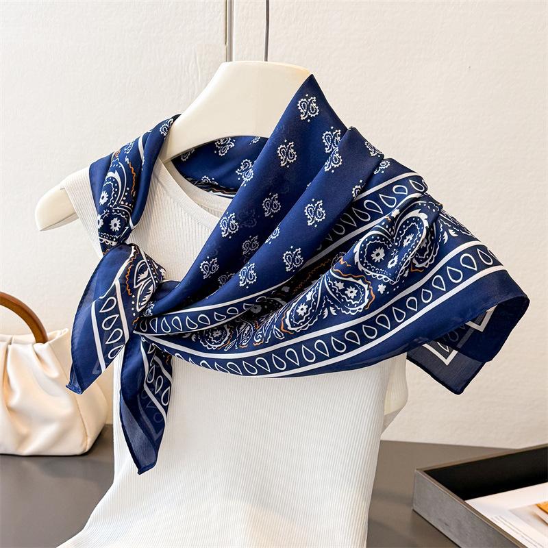 2026 New Vintage Paisley Print Shawl Square Scarf for Women Satin Wraps Neckerchief Female Hair Bands Ribbon Headband Bandana