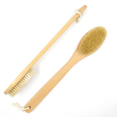 Moderne Badbürste mit langem Griff, Naturborsten und Buchenholz für Dusche, Peeling und Körperpeeling