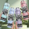 1PC Black White Lace Damask Ornament Print 750ml Color Plastic Sports Water Bottle Leakproof Flip Straw Lid Suitable for Sports Office Home Use