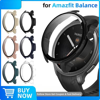 Glas+Hartschale für Amazfit Balance Displayschutzfolie Gehärtetes Glas Kratzfest Stoßfänger Schutzhülle Hülle Zubehör