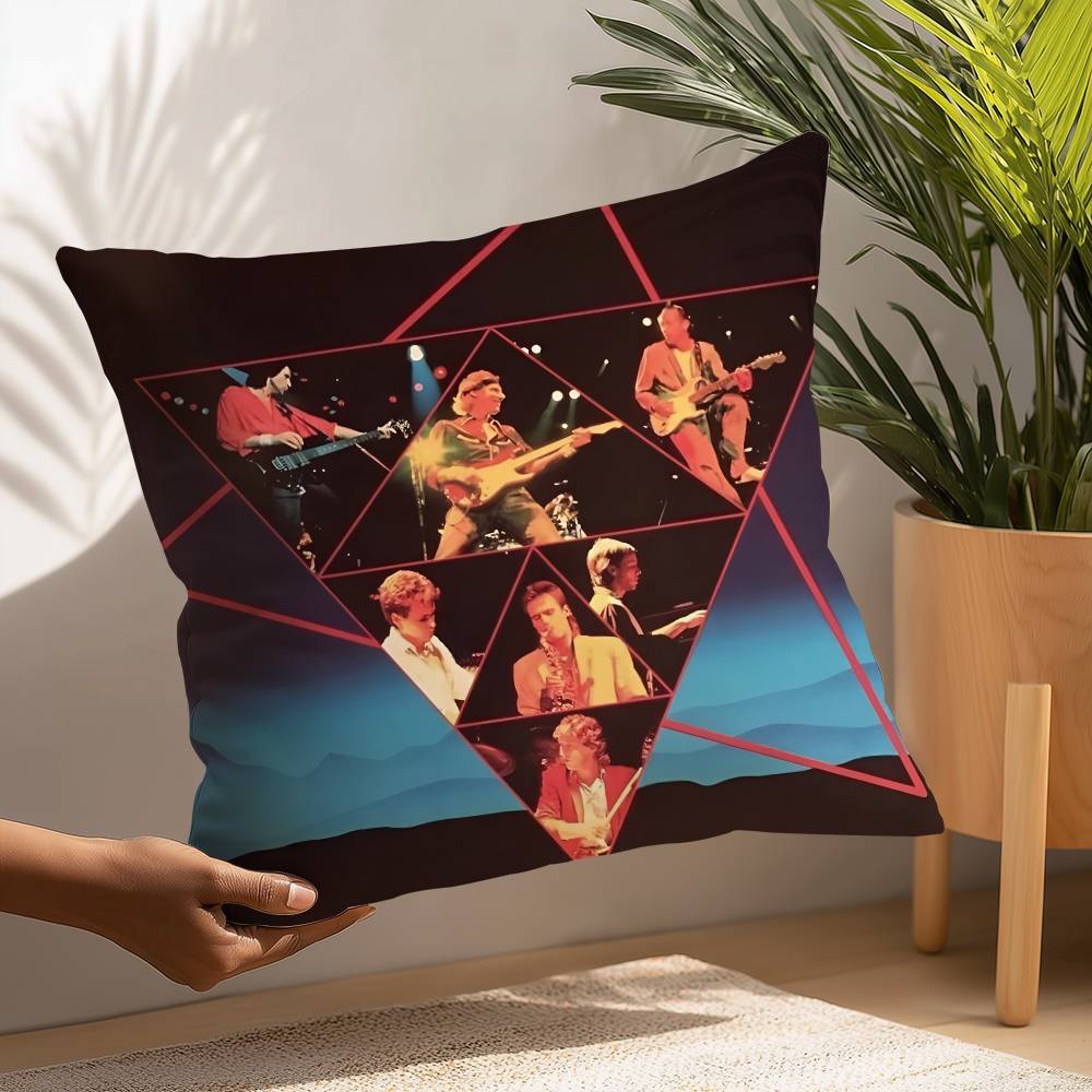 D-Dire S-Straits Band Kissenbezug Quadratischer Doppelseitiger Druck Kissenbezug für Sofa Heim Schlafzimmer Dekor Geschenk