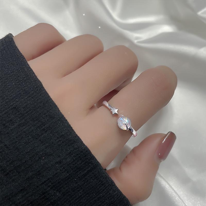 VENTFILLE 925 Sterling Silver Moon Tassel Opening Female Fashion Ins Ring Dropship Wholesale