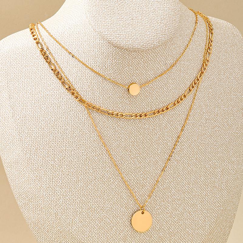 1 piece of literary and retro design sense, Middle Eastern and European and American style metal stacked gold coin chain women's necklace