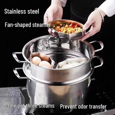 Durable Stainless Steel Steamer Plate with Lid - Odor-Resistant, Fast Heat Conduction, High-Temperature Resistant