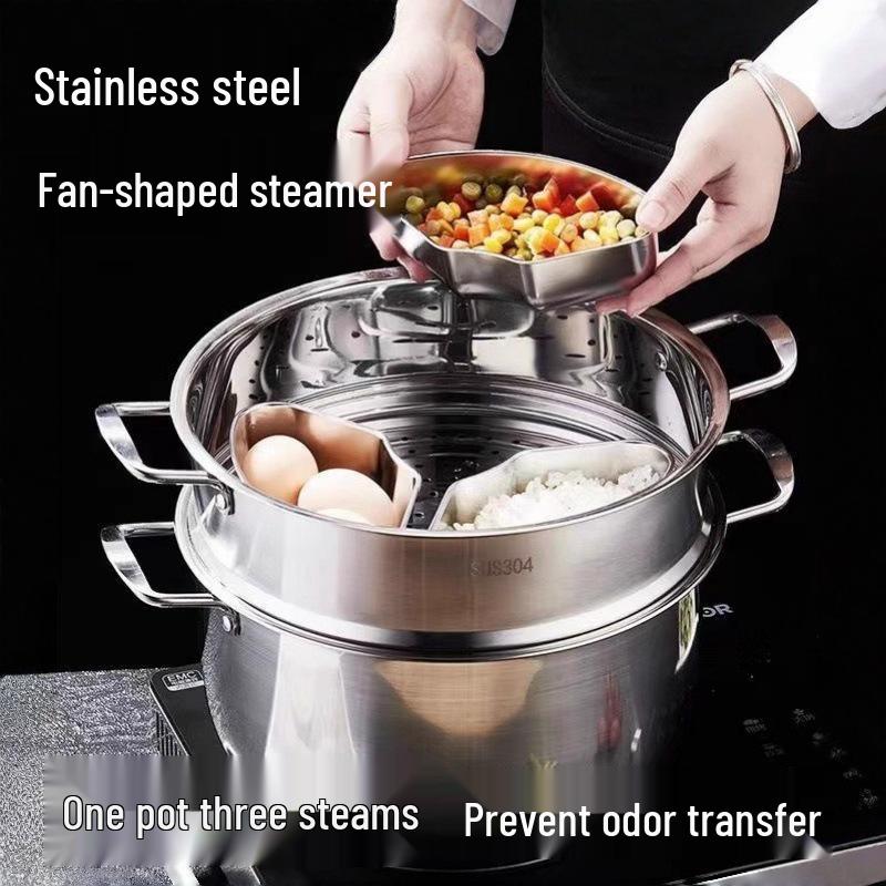 Durable Stainless Steel Steamer Plate with Lid - Odor-Resistant, Fast Heat Conduction, High-Temperature Resistant
